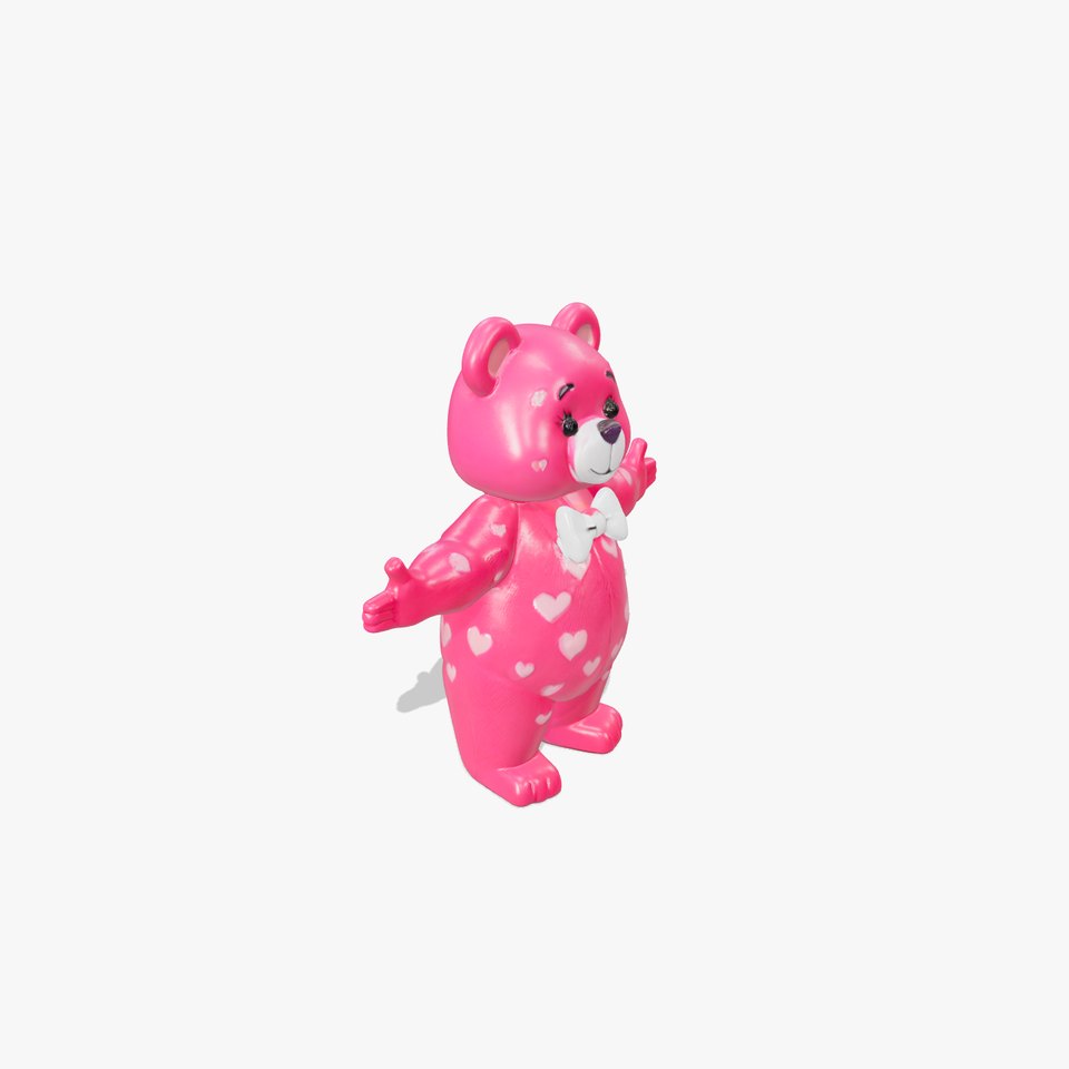 Pink Teddy Bear with Hearts Rigged and Animated